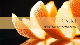  Presentation with reflecting - Colorful PPT theme enhanced with orange peel reflecting on black backdrop and a yellow colored foreground