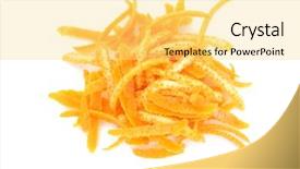  Presentation with orange - Audience pleasing slide deck consisting of orange peel on white background backdrop and a yellow colored foreground