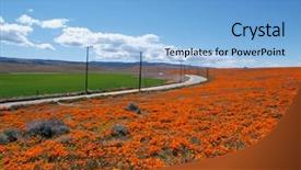  Presentation with highways - Audience pleasing slide deck consisting of orange poppies green fields and open highways near lancaster california backdrop and a light blue colored foreground