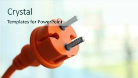  Presentation with power plug - Colorful presentation theme enhanced with orange power plug on light backdrop and a  colored foreground