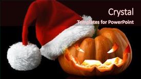  Presentation with black jack - Audience pleasing PPT theme consisting of orange pumpkin jack-o-lantern backdrop and a wine colored foreground