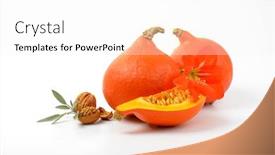  Presentation with hibiscus flower - Amazing theme having orange pumpkins wtih walnuts sage and hibiscus flower on white background backdrop and a white colored foreground