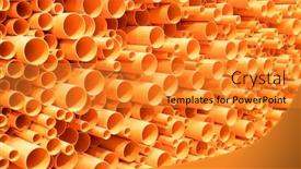  Presentation with pvc - Amazing theme having orange-pvc-pipes-stacked backdrop and a gold colored foreground