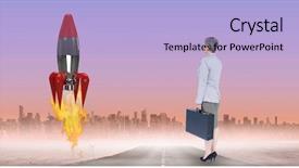  Presentation with rocket launch - Amazing slides having orange rockets - digital composite image of businesswoman backdrop and a light blue colored foreground