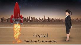  Presentation with rocket launch - Amazing slide set having orange rockets - digitally generated image of businesswoman backdrop and a coral colored foreground