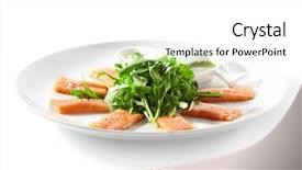  Presentation with animated rocket - Beautiful slides featuring orange rockets - fresh salmon carpaccio with rocket backdrop and a white colored foreground