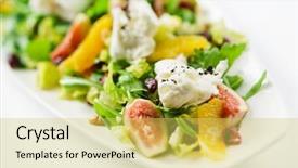  Presentation with salad - Slide set consisting of orange rockets - salad with figs background and a  colored foreground