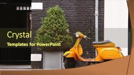  Presentation with architectural - Beautiful PPT theme featuring orange-scooter-and-architectural-detail backdrop and a tawny brown colored foreground