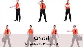  Presentation with life insurance concept white - Slide deck enhanced with orange security - man in life-jacket isolated background and a lemonade colored foreground