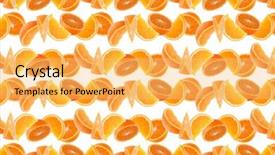  Presentation with orange peel isolated - Slide deck enhanced with orange segments isolated on white background and a  colored foreground