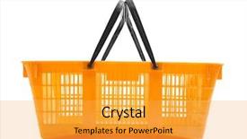  Presentation with mystery shopping - Audience pleasing slides consisting of orange sinple - shopping basket isolated on white backdrop and a yellow colored foreground