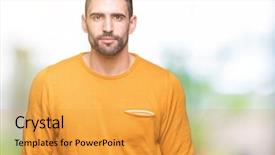  Presentation with simple nature - Slides having orange sinple - young handsome man over isolated background and a gold colored foreground