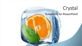  Presentation with orange slice - Audience pleasing PPT theme consisting of orange slice in ice cube backdrop and a white colored foreground