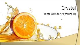  Presentation with orange slice - Presentation featuring orange slice in juice stream background and a white colored foreground