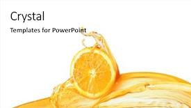  Presentation with orange slice - Colorful PPT theme enhanced with orange slice in juice stream backdrop and a white colored foreground