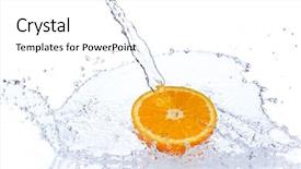  Presentation with orange slice - Beautiful presentation theme featuring orange slice in water splash backdrop and a white colored foreground