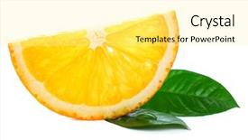  Presentation with orange green white - Slides enhanced with orange slice with green leaf background and a  colored foreground