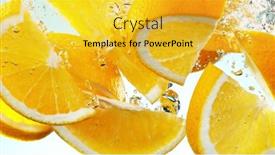  Presentation with underwater - Presentation theme consisting of orange-slices-falling-underwater background and a yellow colored foreground