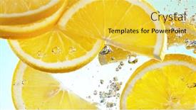  Presentation with underwater - Presentation theme with orange-slices-falling-underwater background and a yellow colored foreground