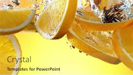  Presentation with yellow orange - PPT theme with orange-slices-falling-underwater background and a  colored foreground