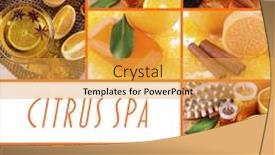  Presentation with spa - Theme having orange spa compositions in collage background and a yellow colored foreground