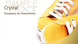  Presentation with rainbow over orad - Colorful PPT theme enhanced with orange sport shoes over white backdrop and a  colored foreground