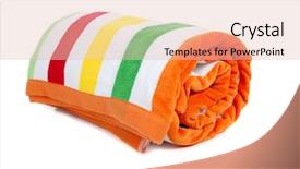  Presentation with orange green white - PPT layouts with orange striped beach towel background and a lemonade colored foreground