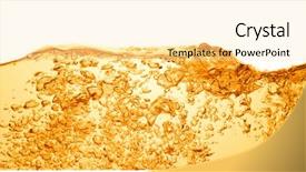  Presentation with carbonated soft drink - Amazing PPT theme having orange summer drink with bubbles backdrop and a blonde colored foreground