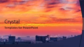  Presentation with blue orange - Cool new PPT theme with orange sunset and cloud backdrop and a gold colored foreground