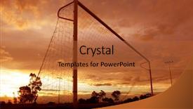  Presentation with goal - Presentation design having orange sunset over soccer goal background and a red colored foreground