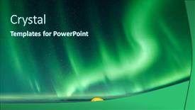  Presentation with aurora borealis northern lights - Theme having orange-tent-lighted background and a forest green colored foreground