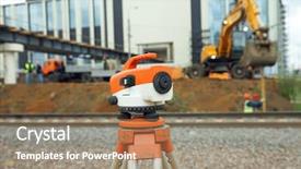  Presentation with geodetic engineering - Beautiful theme featuring orange theodolite geodetic device backdrop and a coral colored foreground