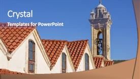  Presentation with old church building - Colorful PPT layouts enhanced with orange tiles and building backdrop and a teal colored foreground