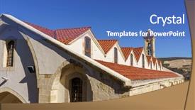  Presentation with old church building - Beautiful theme featuring orange tiles and building backdrop and a teal colored foreground