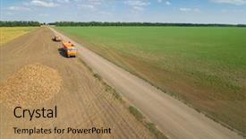  Presentation with trucks - Colorful PPT layouts enhanced with orange trucks are near sugar backdrop and a coral colored foreground