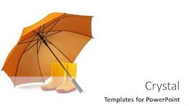  Presentation with umbrella - PPT layouts featuring orange-umbrella-and-gumboots background and a white colored foreground