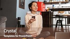  Presentation with health and fitness - PPT layouts consisting of orange video background - happy healthy woman sitting background and a  colored foreground