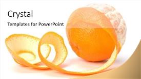  Presentation with orange peel isolated - Amazing theme having orange with peeled spiral skin backdrop and a white colored foreground