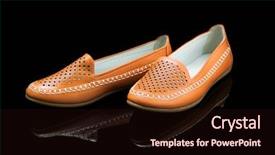  Presentation with black women - Slide set with orange women loafer isolated on black background background and a wine colored foreground