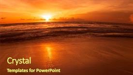  Presentation with tropical beach sunset - Cool new theme with peaceful asia nature background - colorful sunset at the sand backdrop and a tawny brown colored foreground