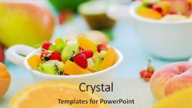  Presentation with heart healthy diet and nutrition - Beautiful slide set featuring apples oranges - diet healthy fruit salad backdrop and a yellow colored foreground