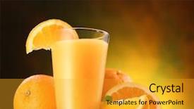  Presentation with orange juice - Presentation design with oranges and glass of juice background and a gold colored foreground