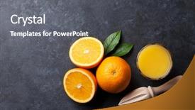  Presentation with orange juice - PPT theme with oranges and juice glass background and a gray colored foreground