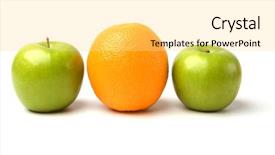  Presentation with blue orange white - Slide deck consisting of oranges apples - apple and orange isolated background and a yellow colored foreground