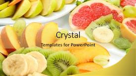  Presentation with guava fruits fresh green fruit - Beautiful theme featuring oranges apples - assortment of sliced fruits backdrop and a yellow colored foreground