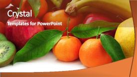  Presentation with fresh fruits salad on white - Beautiful PPT theme featuring oranges apples - collection fruits isolated backdrop and a tawny brown colored foreground