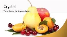  Presentation with fresh fruits salad on white - PPT layouts consisting of oranges apples - tasty summer fruits isolated background and a white colored foreground