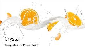  Presentation with orange life buoy splash water - Amazing slide set having oranges in milk splash isolated backdrop and a white colored foreground