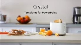  Presentation with kitchen - Cool new presentation design with toaster with dishes sandwiches backdrop and a light gray colored foreground