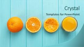  Presentation with orange juice - Cool new PPT theme with oranges with juice on wooden backdrop and a arctic colored foreground